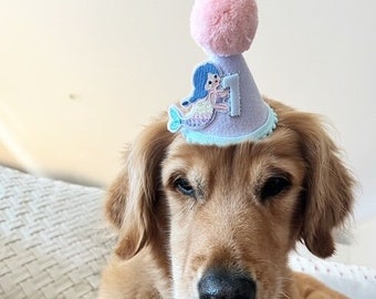 Chapeau de fête pour chien sirène | Fête d'anniversaire de chien | Accessoires pour chiens | Bonnet pour chiot | Chapeau d'anniversaire pour chien | chapeau d'anniversaire animal