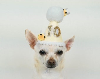 Chapeau de fête d'anniversaire chien abeille | Fête d'anniversaire de chien | Accessoires pour chiens | Bonnet pour chiot | Chapeau d'anniversaire pour chien | chapeau d'anniversaire animal