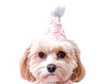 Chapeau de fête pour chien Boho Daisy | Fête d'anniversaire de chien | Accessoires pour chiens | Bonnet pour chiot | Chapeau d'anniversaire pour chien | chapeau d'anniversaire animal