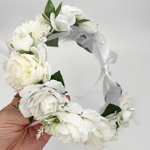 Large White Dog Flower Collar Dog wedding Crown image 7