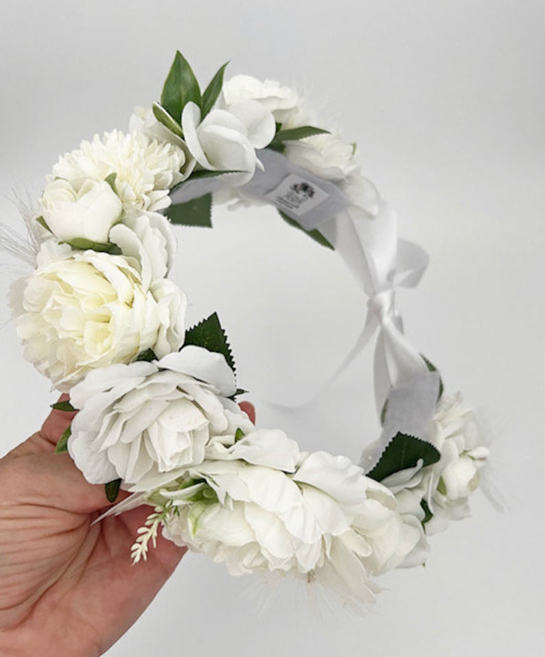 Large White Dog Flower Collar Dog wedding Crown image 7