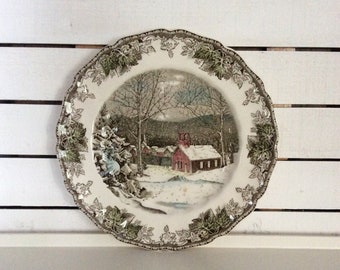 Vintage Johnson Brothers The Friendly Village Dinner Plate Made in England Replacement VintageFindsFound The School House