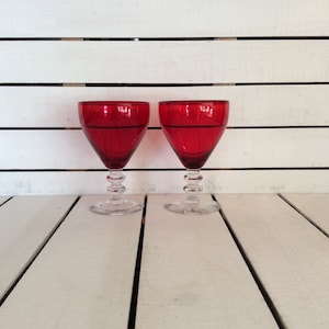 Bryce Water Goblets Springtime Ruby Set of 2 VintageFindsFound