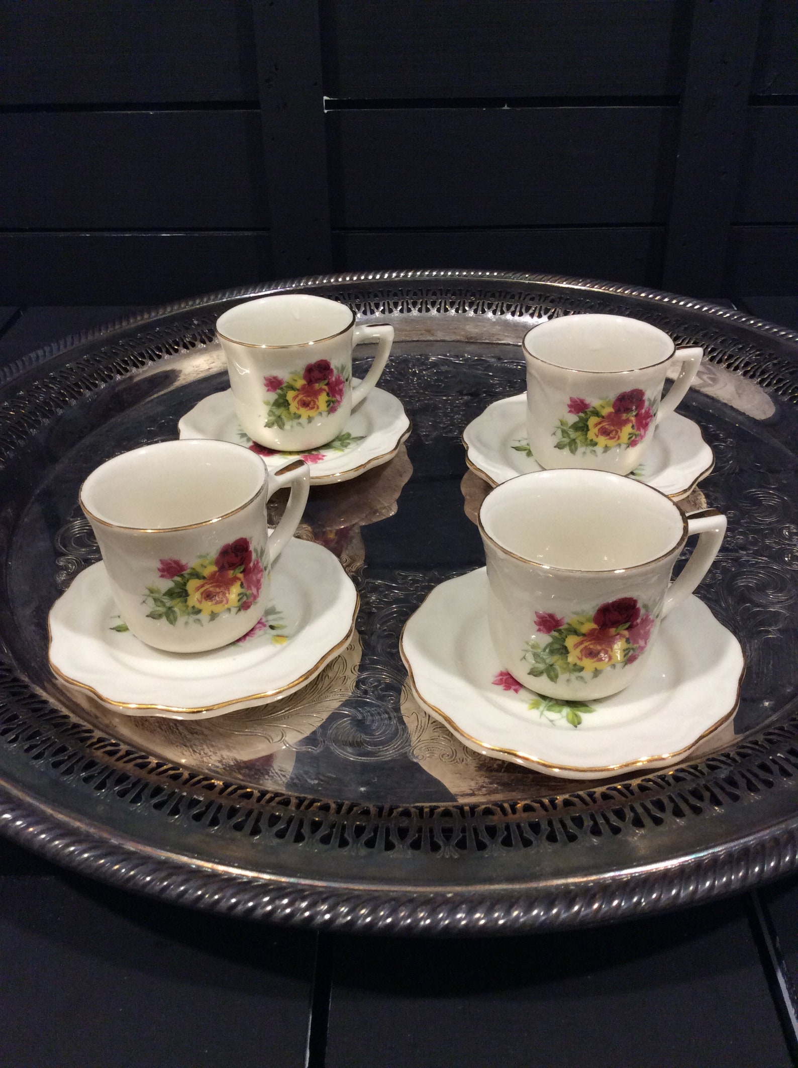 Vintage Miniature Ceramic Gold Rimmed Tea Set Maker Unknow Etsy