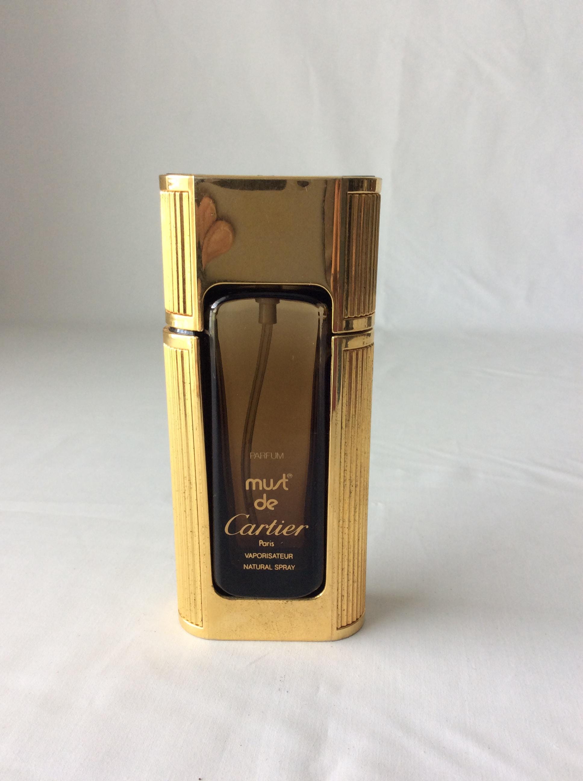 Must De Cartier Gold Parfum Holder With Empty Bottle 50 Ml Made in