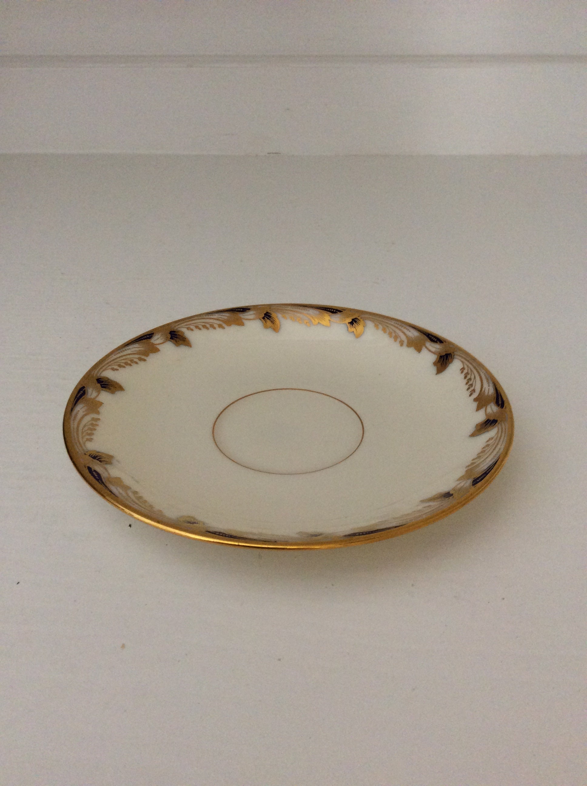 Lenox Essex Cobalt Saucer With Smooth Edge Made in USA Gold