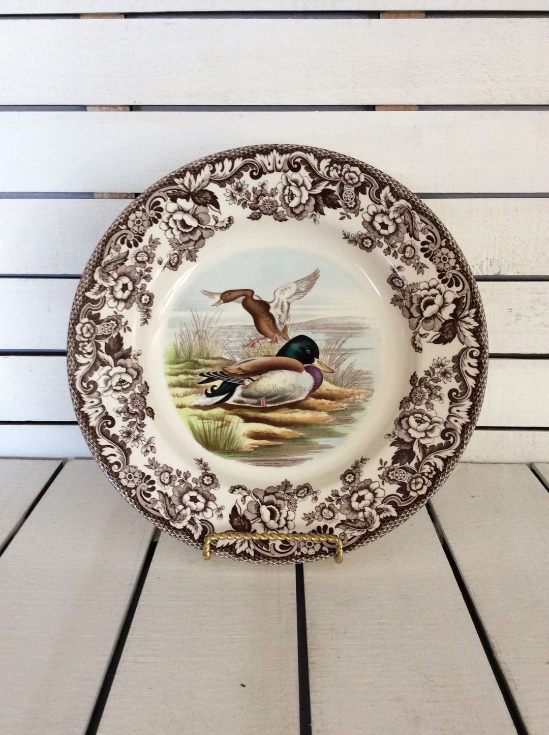 Vintage Spode Woodlands Dinner Plate MALLARD Made in England