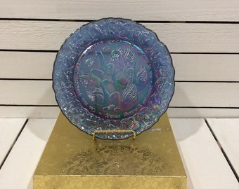 Imperial Carnival Glass Collector Plate "Seven Swans A Swimming" VintageFindsFound Boxed 1976