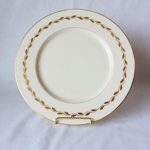 Plato para cena Golden Wreat de Lenox, fabricado en EE. UU., de repuesto, de porcelana marfil retirada, con laurel dorado en el borde, borde dorado, VintageFindsFound Vintage