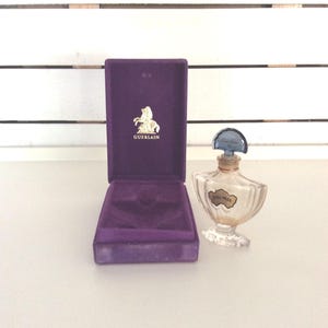 Frasco de perfume Guerlain Paris Shalimar (vacío) Fabricado por Baccarat con caja original Hecho en Francia Etiqueta de lámina dorada de VintageFindsFound