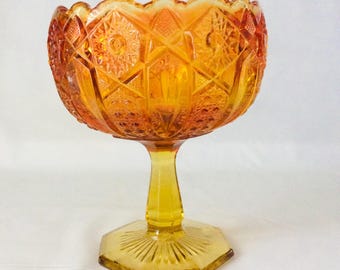 Vintage Amber Smith Glaskompottschale: Quintec Heritage Star Design