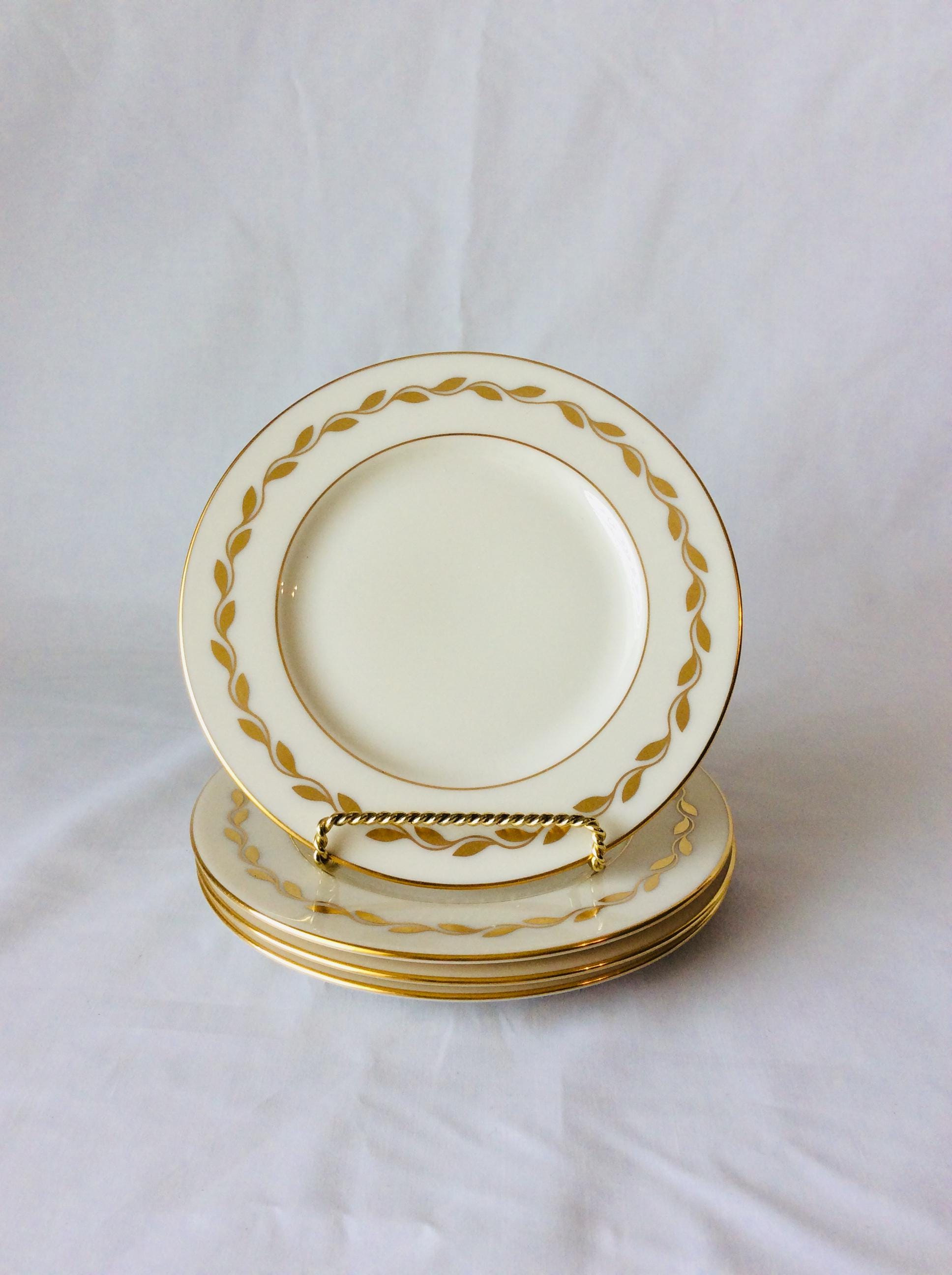 【美品・豪華】レノックス 金彩 エナメル装飾 モノグラム ２６．４㎝ 大皿 レノックスのゴールデンリース ブレッドプレート 4枚セット アメリカ製