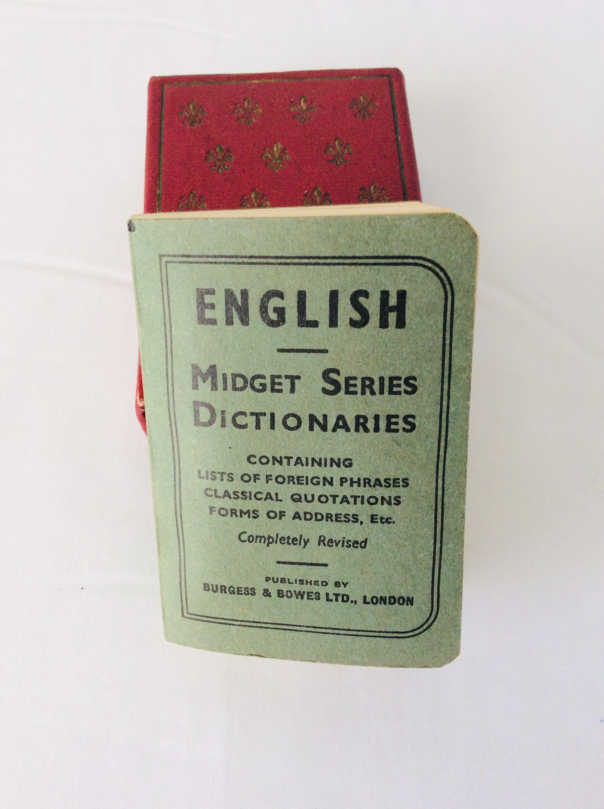 English Midget Series Dictionary in Red Leather Case Burgess