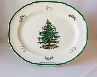 Vintage Spode Christmas Tree 16" Oval Platter Made in England VintageFindsFound