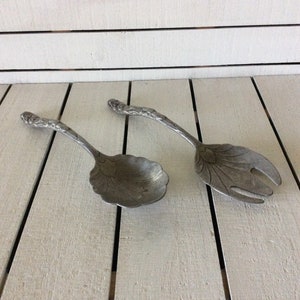 Arthur Court 2 Piece Solid Salad Set Aluminum Bunnies 1990 Replacement VintageFindsFound Spring Easter Housewarming Gift