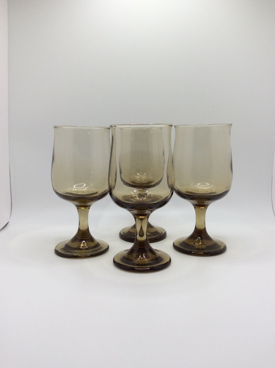Vintage Set of 4 Tawny Tulip Wine Glasses by Libbey Made in USA