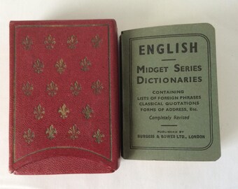 English Midget Series Dictionary in Red Leather Case Burgess