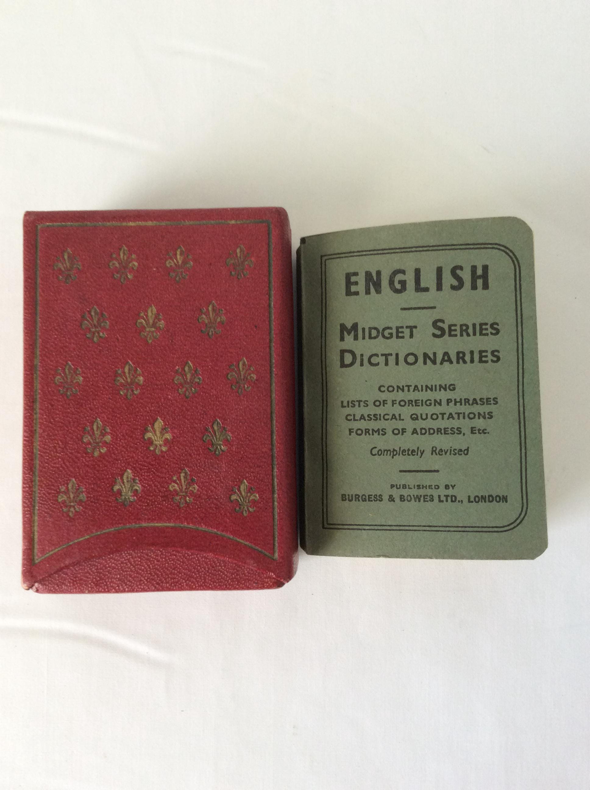 English Midget Series Dictionary in Red Leather Case Burgess