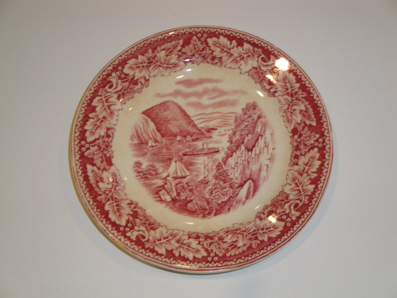 REDUCED Vintage Homer Laughlin Currier /& Ives Bread and Butter Plate Red Transferware Replacements Discontinued Made In America Discounted