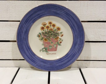 Vintage Wedgwood Salad Plate in Sarah's Garden with Lavendar Blue Trim Made in England Replacement Discontinued VintageFindsFound