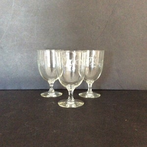 Sasaki Bamboo Water Goblets with Multisided Stems Set of 3 Made in Japan 5 1/4&quot; Tall Discontinued Replacement VintageFindsFound Vintage