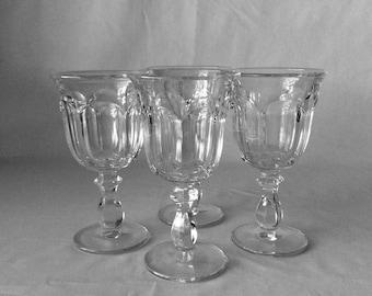 Imperial Glass Old Williamsburg Clear Water Goblets Made in USA Replacement VintageFindsFound Set of 4