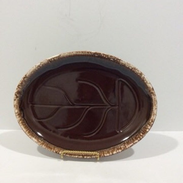 Vintage Brown Drip Oval Serving Platter from Mount Clemens Pottery Made in USA Replacement Discounted Discontinued VintageFindsFound