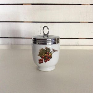 Royal Worcester Evesham Gold King Size Egg Coddler z oryginalnym pudełkiem i kartą przepisu Vintage Made in England Fine Porcelain VintageFindsFound