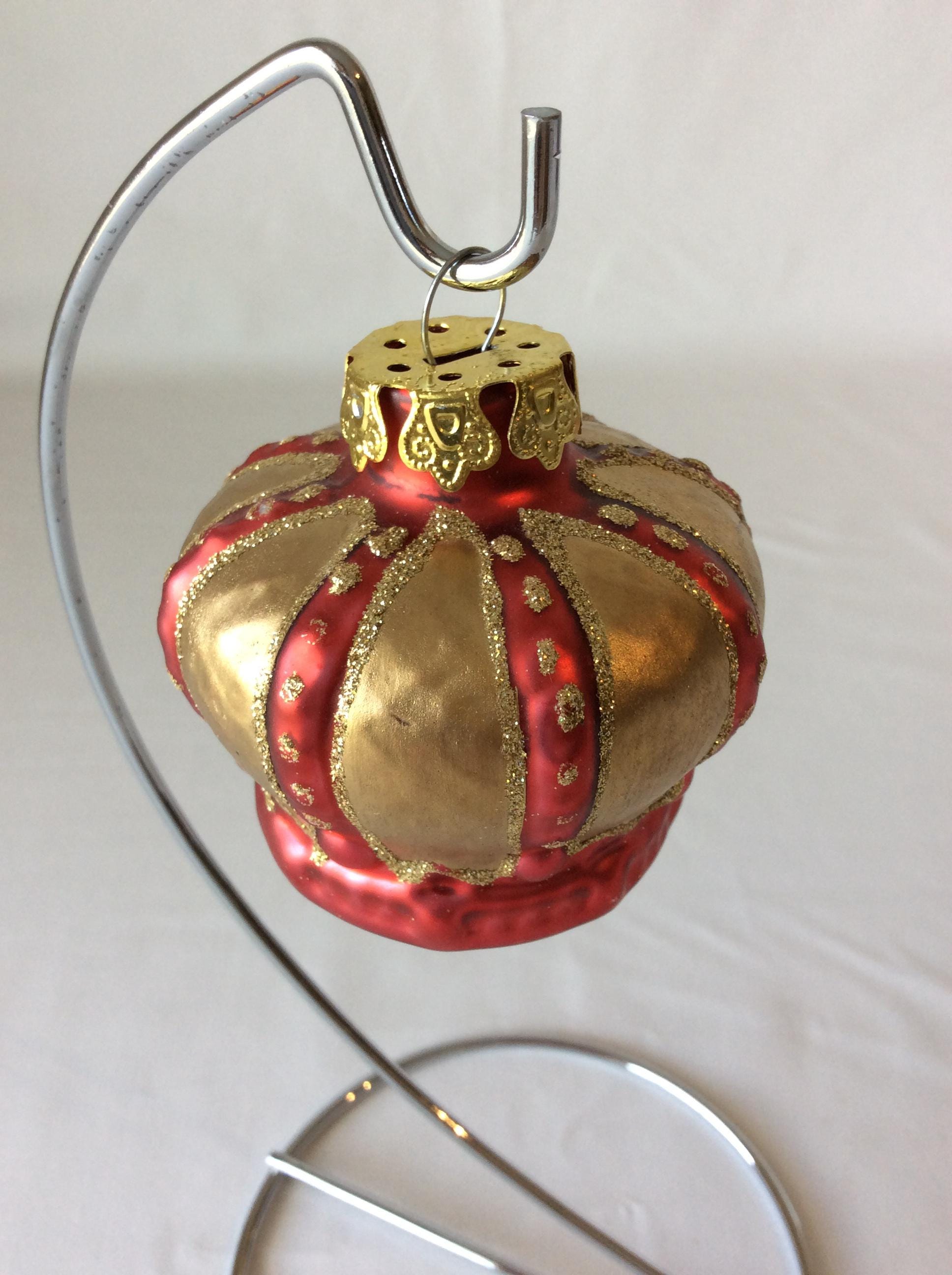 Blown Glass Red and Gold Crown Christmas Ornament Vintage Christmas ...