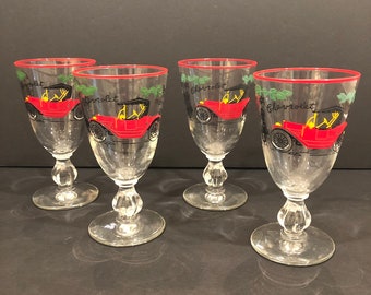 Vintage Libbey Glass Company Horseless Carriage Juice Glass (Set of 4) Replacement Discontinued Chevrolet 1913 VintageFindsFound MCM