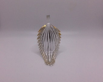 Murano Low Leaf Arm 11 1/2&quot; Replacement Chandelier Part Clear Glass with Gold Accent Venetian Glass VintageFindsFound Made in Italy