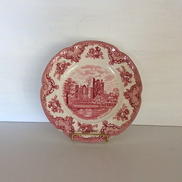 Vintage Johnson Bros. Old Britain Castles Pink Dinner Plate Made in England Double Crown Red Backstamp Replacement VintageFindsFound Retro