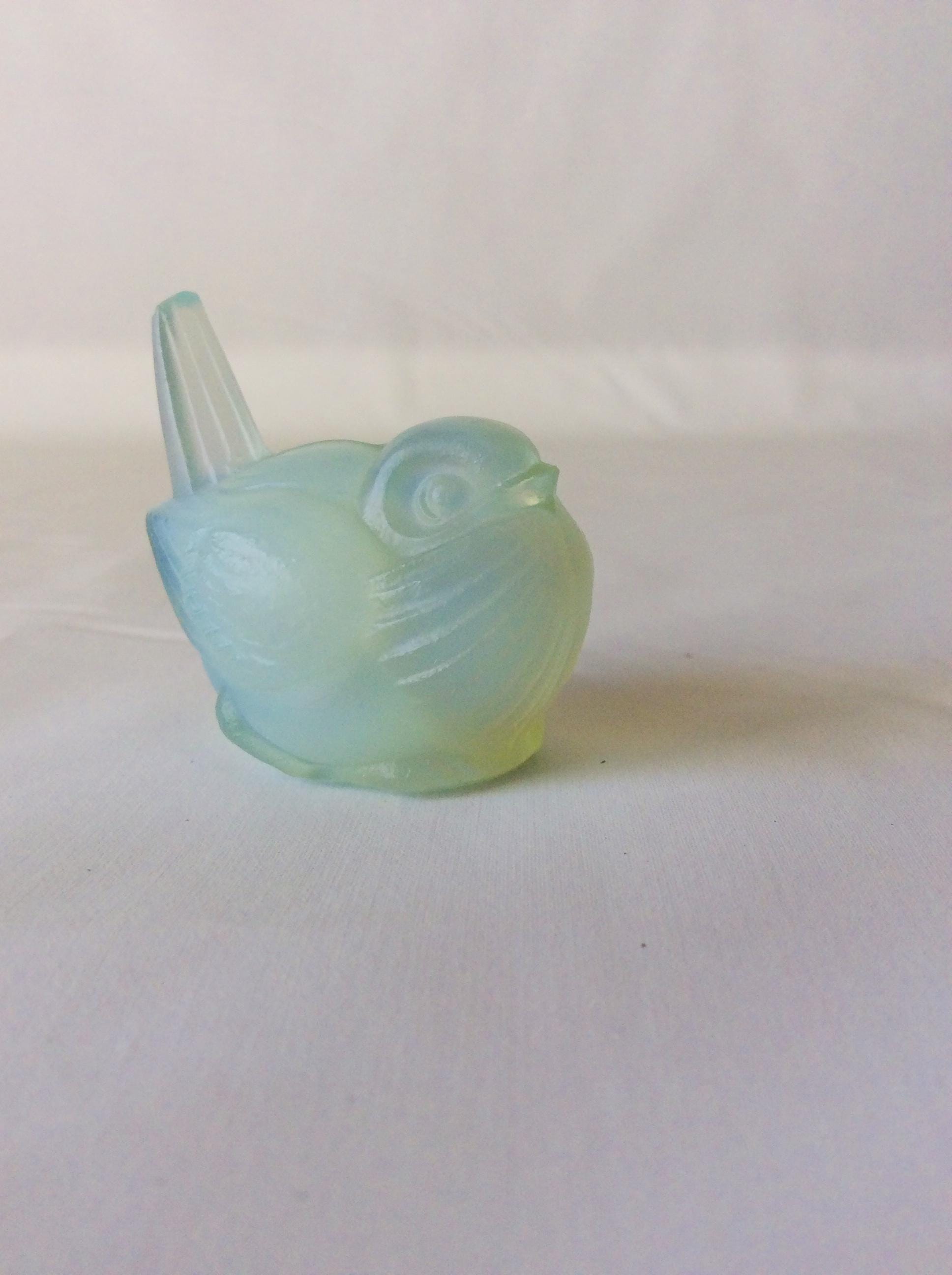 Sabino Blue Opalescent Art Glass Resting Bird Made in France Signed on the Bottom VintageFindsFound Spring Decor Home Decor Collectible