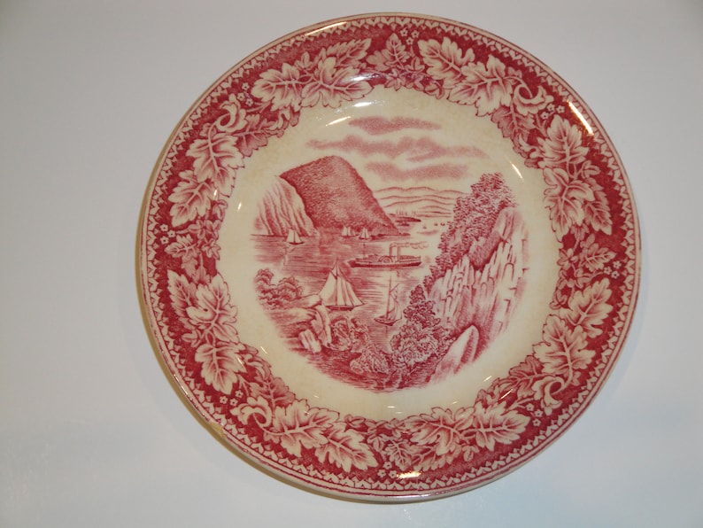 REDUCED Vintage Homer Laughlin Currier /& Ives Bread and Butter Plate Red Transferware Replacements Discontinued Made In America Discounted