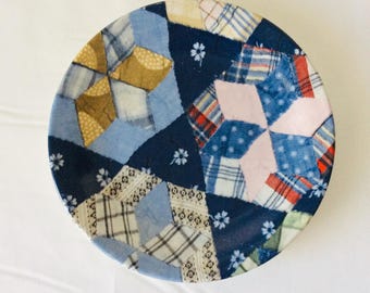 Ralph Lauren Patchwork by Wedgwood 6 1/4&quot; Bread Plate Made in England Casual Dinnerware VintageFindsFound Quilt Design Vintage
