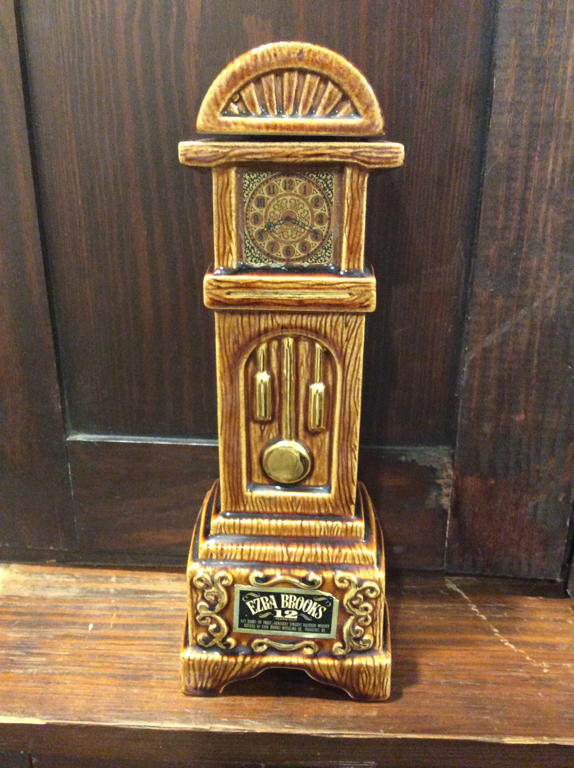 Ezra Brooks Heritage China Grandfather Clock Whiskey Decanter Made