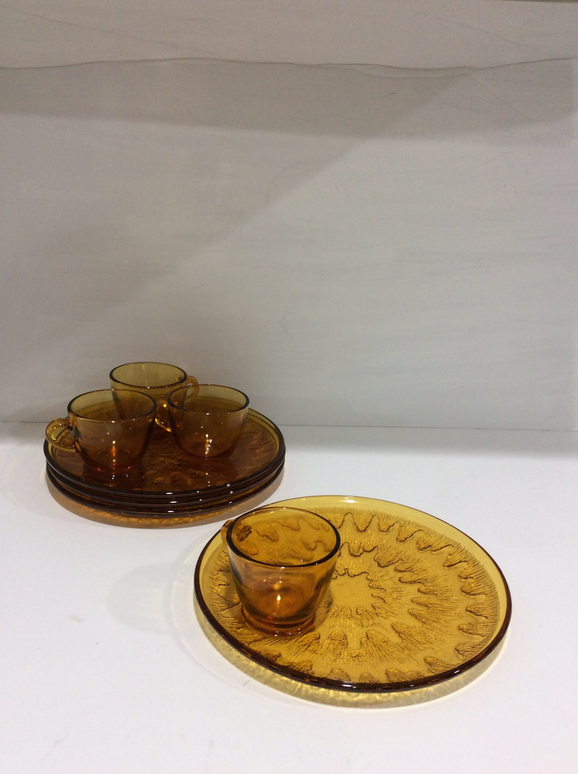 サンバースト アンバー スナックセット 4個セット インディアナガラス