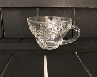 Vintage Anchor Hocking Clear Snack Cup, Grape Design