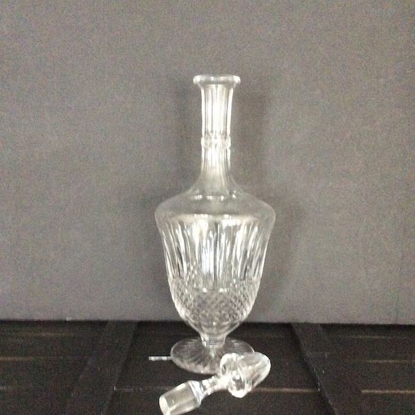 Saint Louis Crystal TOMMY Clear Footed Decanter 14 3/8" Tall Made In France Mouthblown and Hand-Cut VintageFindsFound Elegant Entertaining