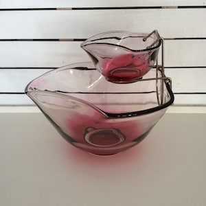 Indiana Glass Ruby Flash Chip and Dip Set Made in America VintageFindsFound MCM