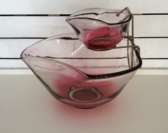 Indiana Glass Ruby Flash Chip and Dip Set Made in America Replacement Discontinued VintageFindsFound