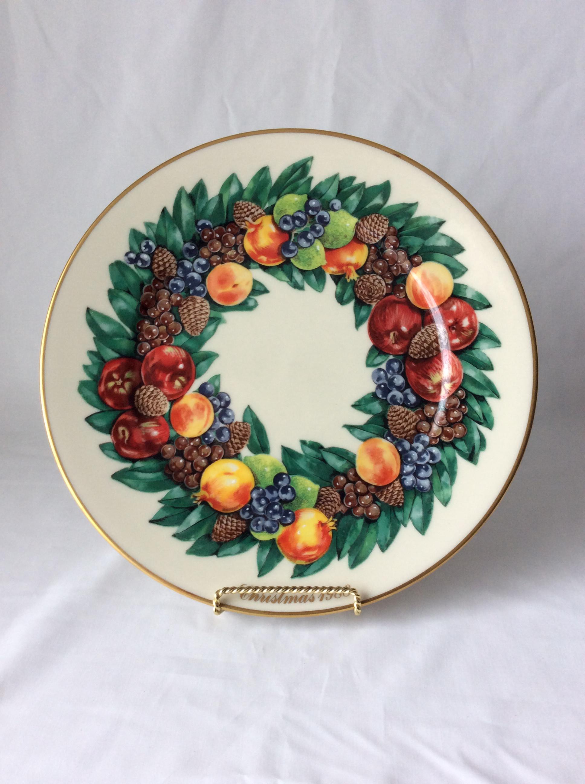 LENOX プレート　計8枚 Lenox Annual Limited Edition Colonial Christmas Wreath Plate 1988