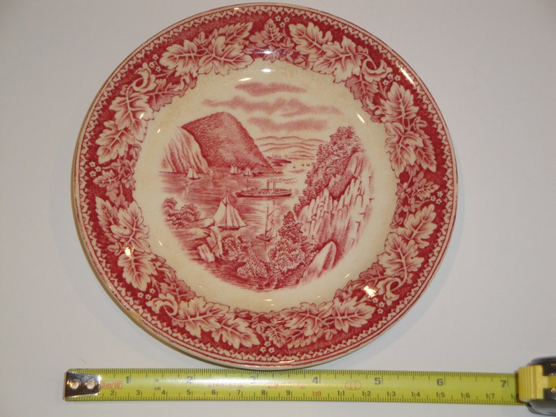 REDUCED Vintage Homer Laughlin Currier /& Ives Bread and Butter Plate Red Transferware Replacements Discontinued Made In America Discounted