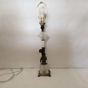 Mid Century Hollywood Regency Cherub Bronze and Crystal Table Lamp Rewired Shade not included VintageFindsFound MCM