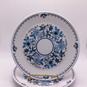 Zestaw 2 talerzy sałatkowych Noritake Progression Blue Moon Wyprodukowano w Japonii Zamiennik VintageFindsFound Blue Flowers Green Leaves Lata 70.
