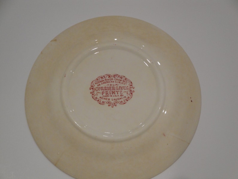REDUCED Vintage Homer Laughlin Currier /& Ives Bread and Butter Plate Red Transferware Replacements Discontinued Made In America Discounted