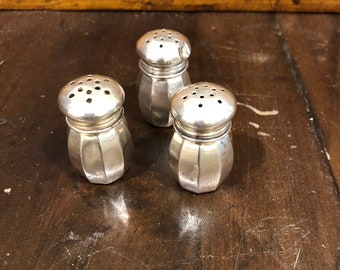 Set of 3 Individual Salt/Pepper Shakers in Sterling Silver V.L. Replacement Discounted Discontinued VintageFindsFound Wedding Gift