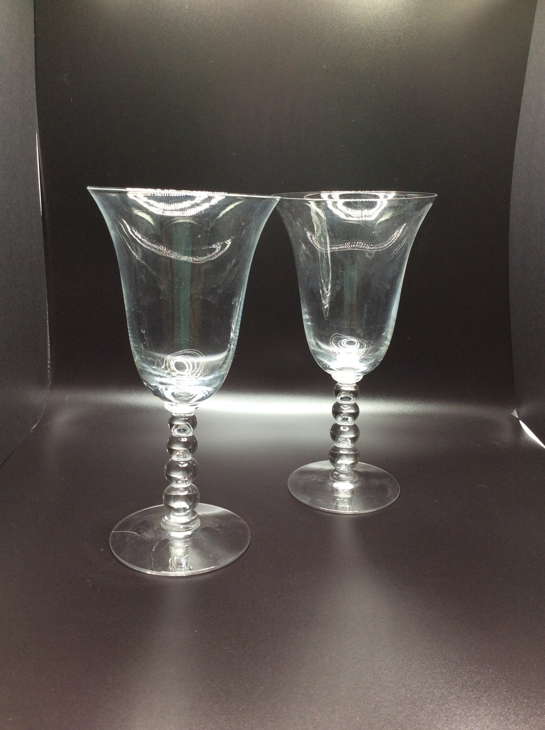 Set of 2 Vintage Imperial Glass Co Candlewick Water Goblets 7 3/8 Made