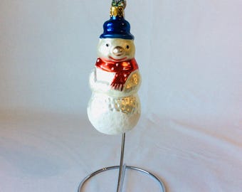 Blåst Glas Snögubbe Julprydnad Vintage Jul Vintage Glasprydnad VintageFindsFound Stativ Ingår Ej Christborn Tyskland