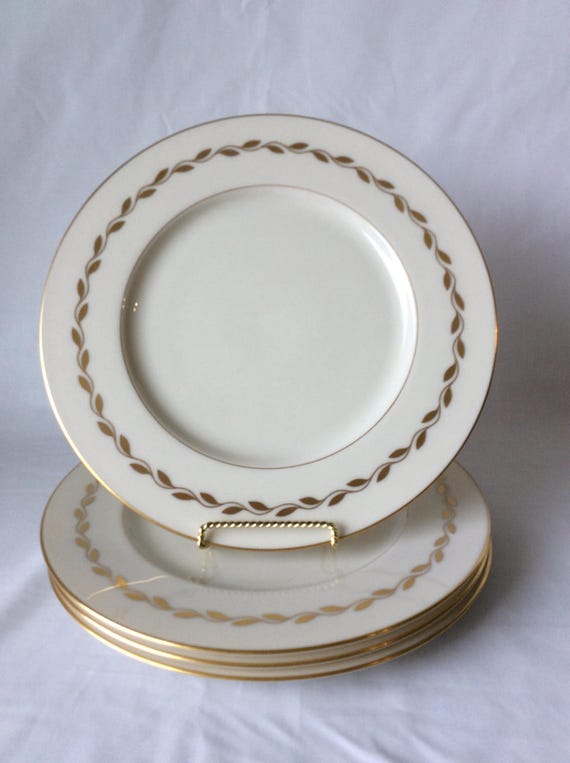 Lenox Golden Wreath Dinner Plates, Set of 4, Ivory China, Gold